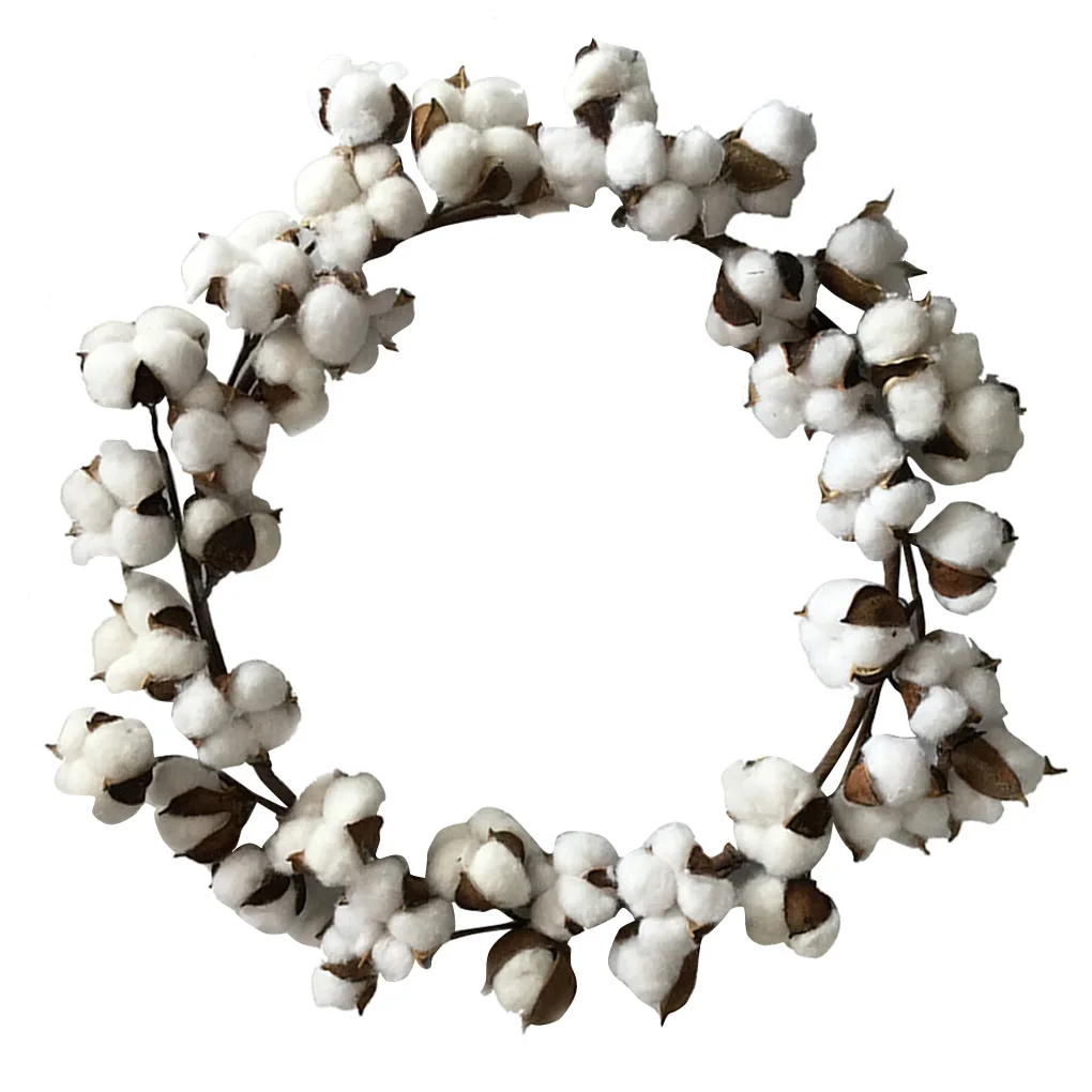 Хлопковый венок Рождественская сухая Цветочная домашняя дверь Украшение стен