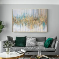 modern abstract gold blue canvas oil paintings hand painted landscape gold wall art pictures for living room home decor