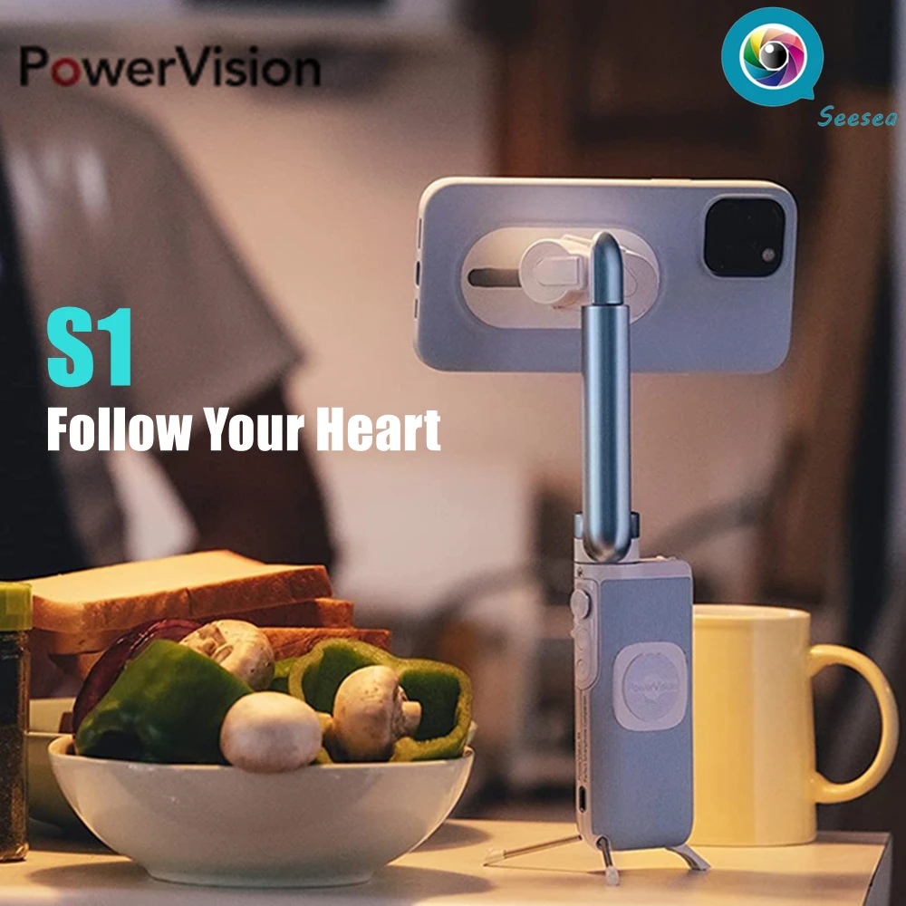 

PowerVision S1 Smartphone Gimbal Stabilizer for iPhone Android Vlog Youtuber AI Tracking Selfie Power Bank Travel Accessory