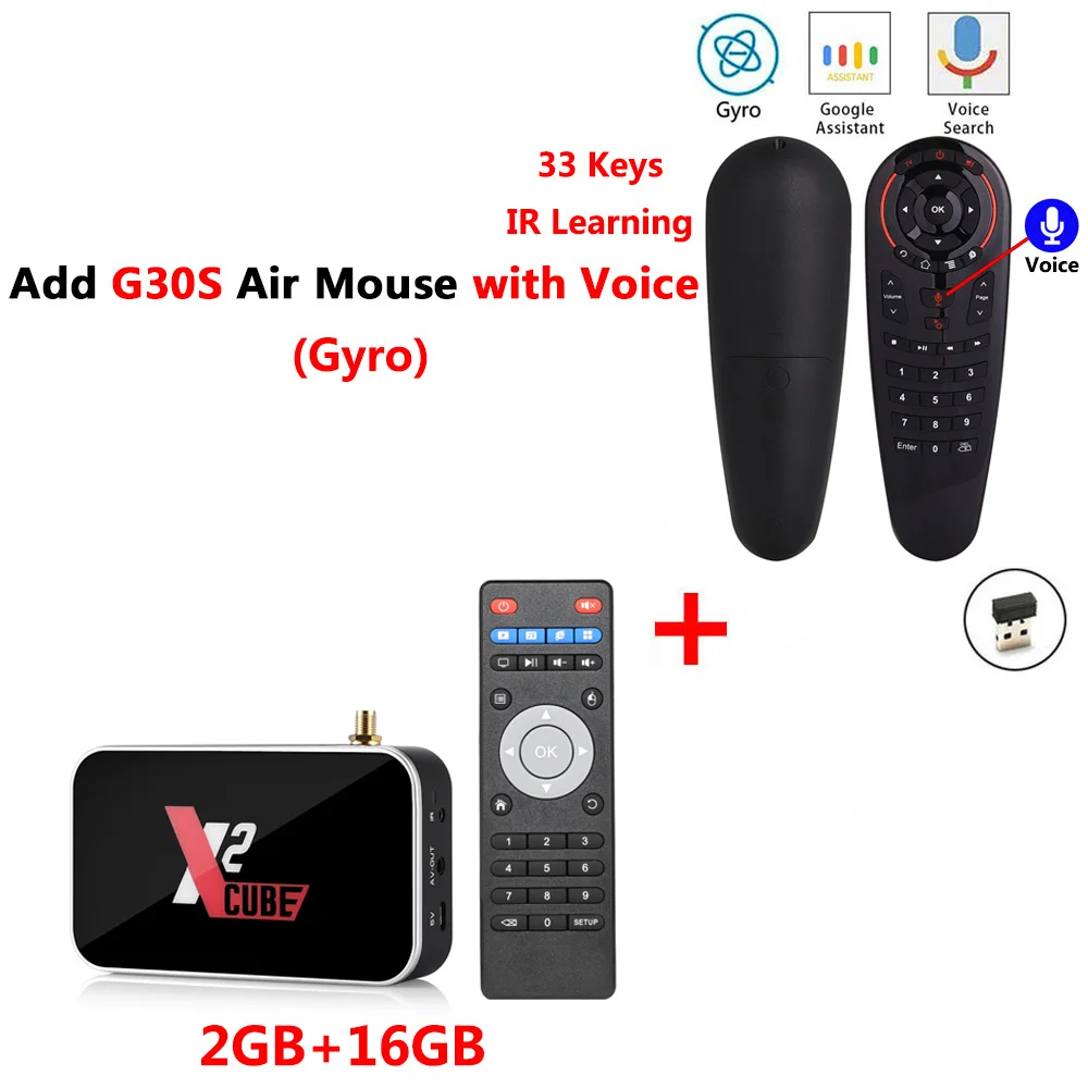 X2 CUBE add G30S X2 cube X2 PRO Smart Android 9,0 tv Box Amlogic S905X2 2 ГБ 4 ГБ DDR4 16 ГБ 32 ГБ rom 2.4G5G WiFi 1000M Bluetooth 4K HD медиаплеер - Color: X2 CUBE add G30S