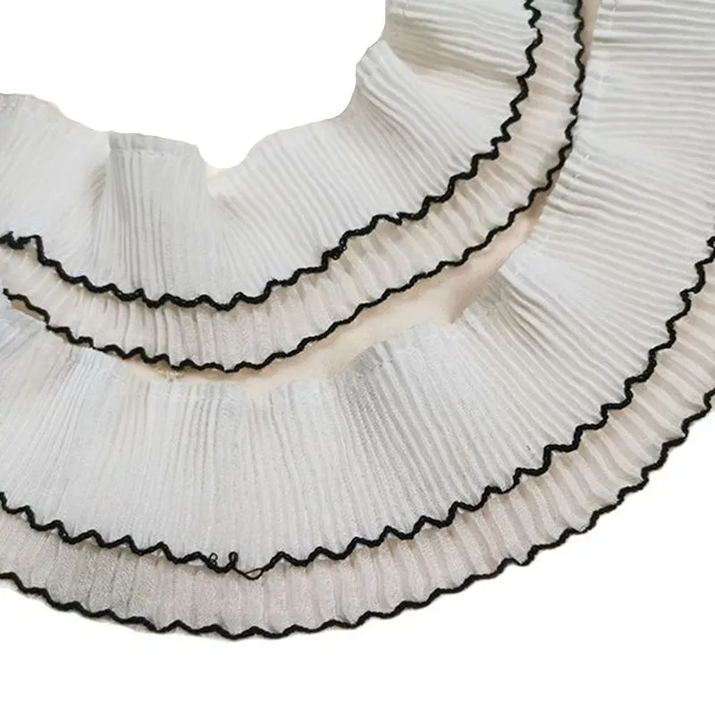 1 ярд 91 см белый черный кружевной эластичный плиссированный шифоновый воротник