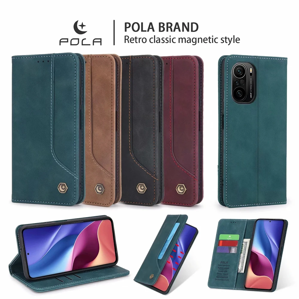 Чехол-книжка для Xiaomi Poco F3 Redmi K40 Pro Plus кожаный магнитный с отделением карт - купить