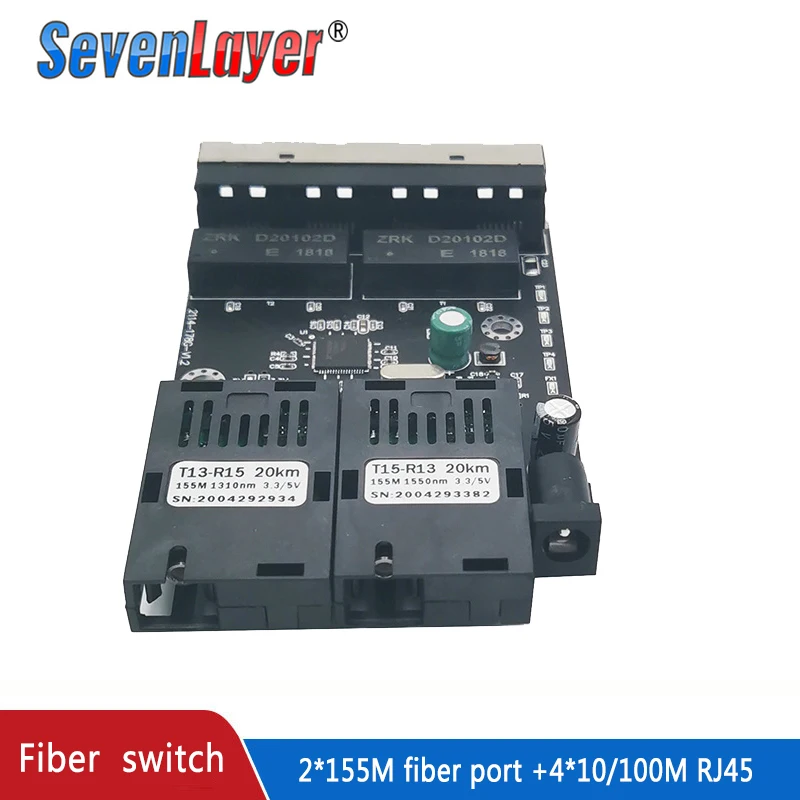 Ethernet switch Fiber Optical Media Converter Single Mode 4 RJ45 and 2 SC fiber Port 10/100M PCBA 10 pieces new enlarge