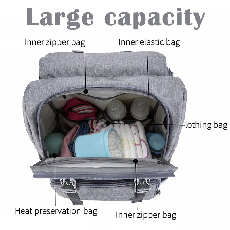 Детская сумка USB перезаряжаемая для мам рюкзак подгузников большая