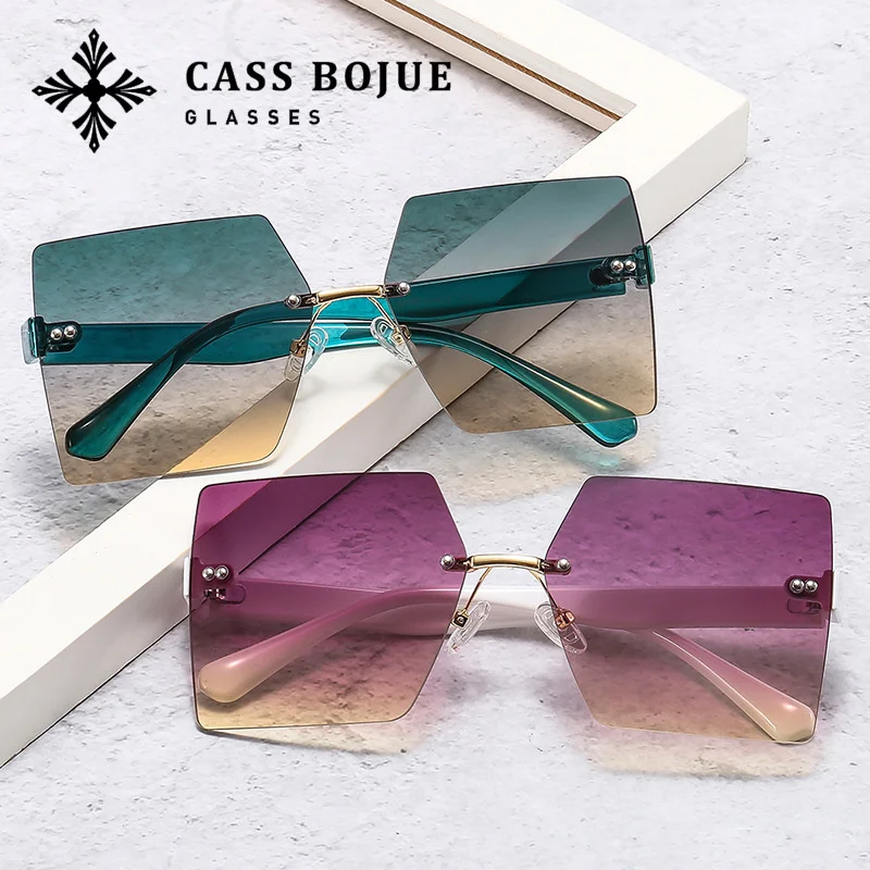 

New frameless sunglasses Fashion Women's box personality gorgeous fashion sunglasses