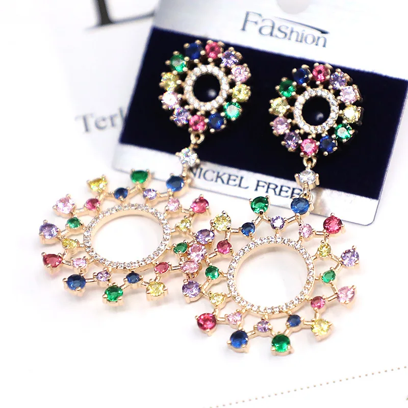 

round shaped zircon women earrings 210318-61