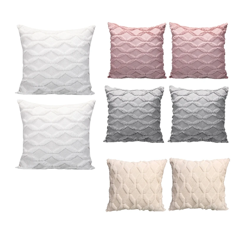 

Pack Of 2 Soft Plush Decorative Throw Pillow Covers Cushion Case Pillow Shell For Sofa Bedroom Square 18X18 Inch