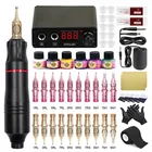 Тату-машинка с картриджем и иглами, профессиональный набор для перманентного макияжа, ротационный пистолет, тату-машинка