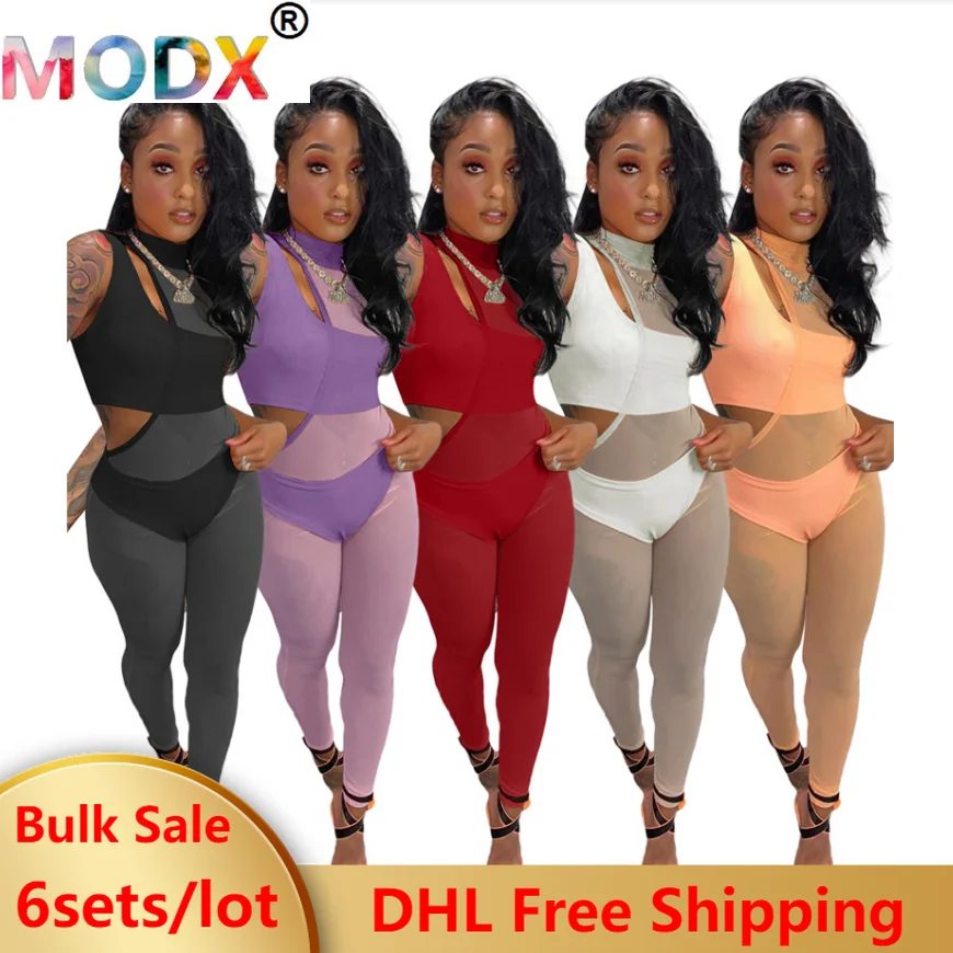 

Соблазнительный комплект из трех предметов, Женская Вечерние, Клубная одежда, жилет + БРЕФ + сетчатый прозрачный боди, однотонный Облегающий...