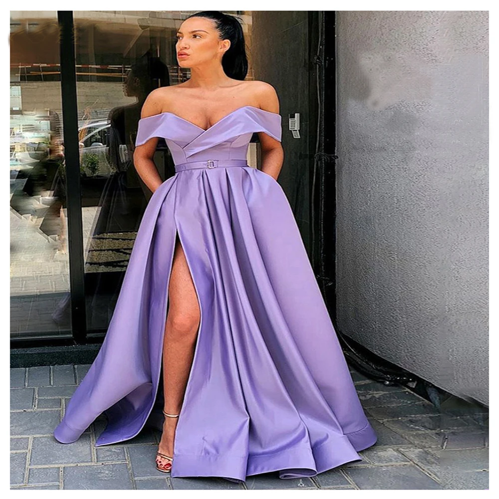 

Sexy Black Sweetheart Off the Shoulder Side Slit Formal Evening Dress 2022 Slim Fit Zipper Back Special Occasion Gowns