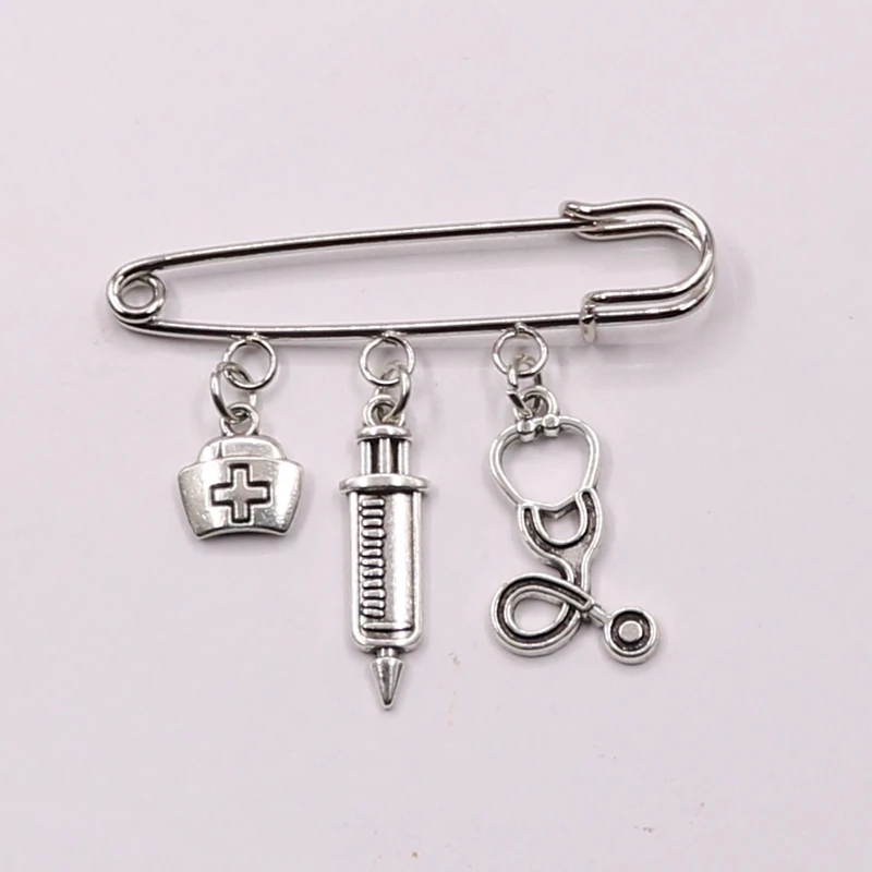 Новинка медсестры Серебряная медицинская коробка брошь шприц стетоскоп одежда