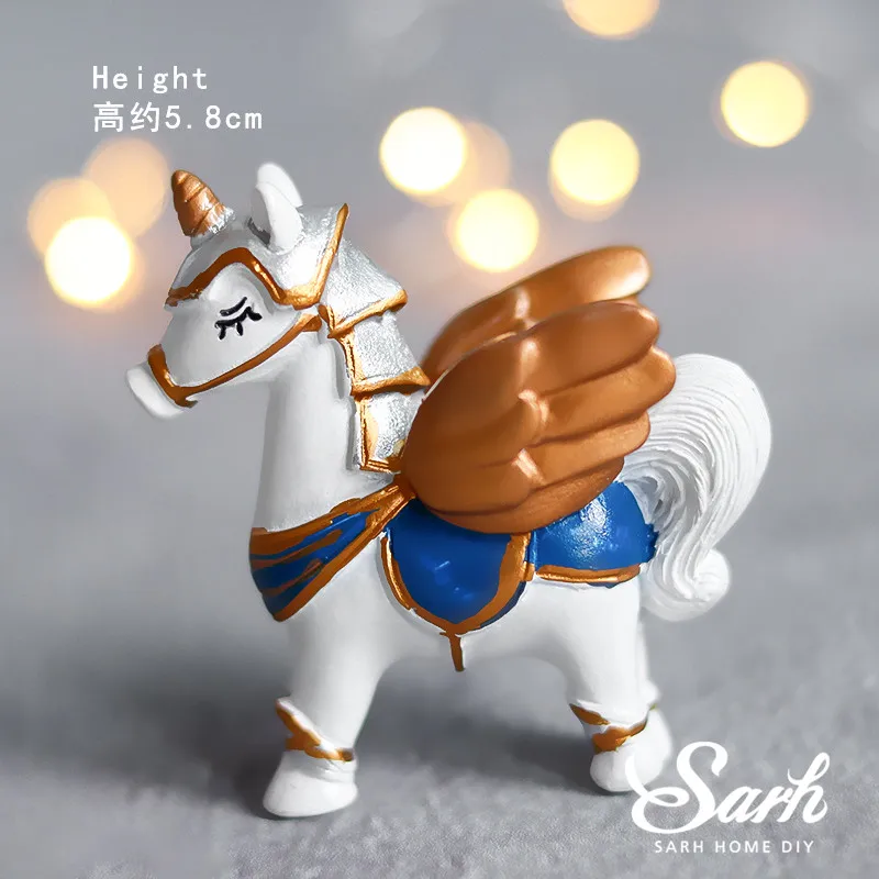 Blue war horse Knight and Pegasus Unicorn Horse Cake Toppers for Birthday Party Decoration Kid Baby Shower Supplies Wedding Baking Love Gifts - Цвет: Blue war horse