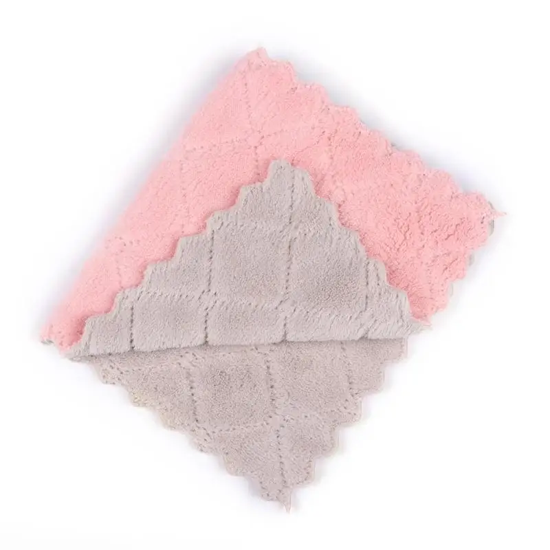 Домашнее кухонное впитывающее полотенце толстое Двухслойное из микрофибры для