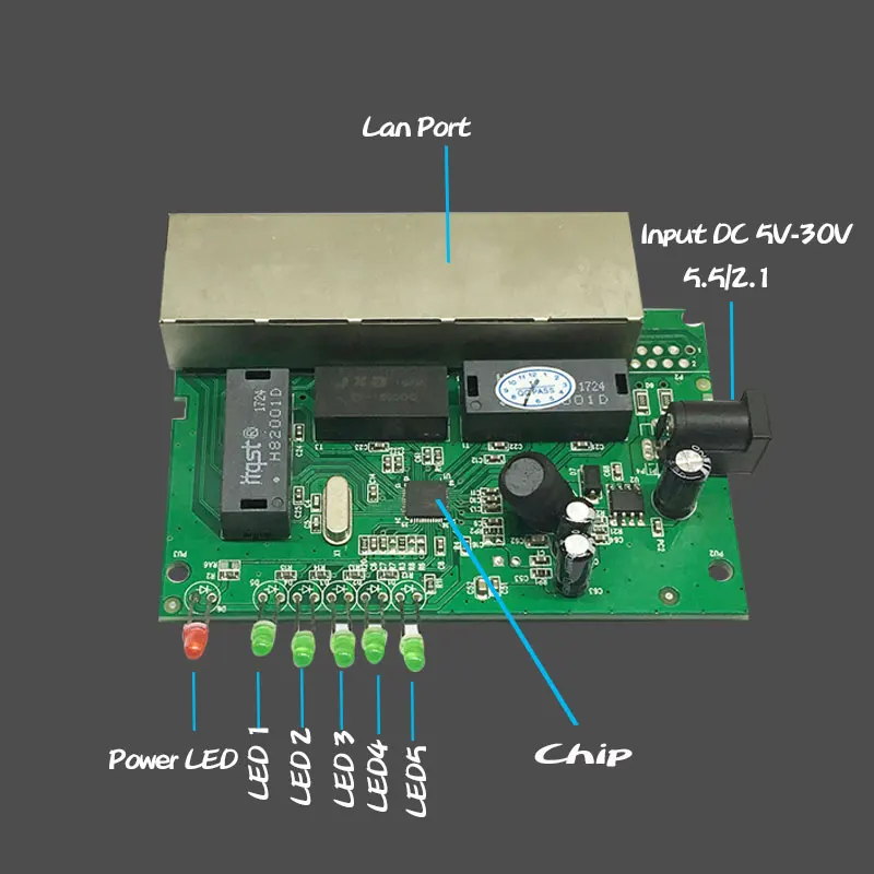 5 Порты и разъёмы 12V 15V Пассивный Poe коммутатора Ethernet 10/100 Мбит/с 4 для Камера IP 4/5 + 7/8