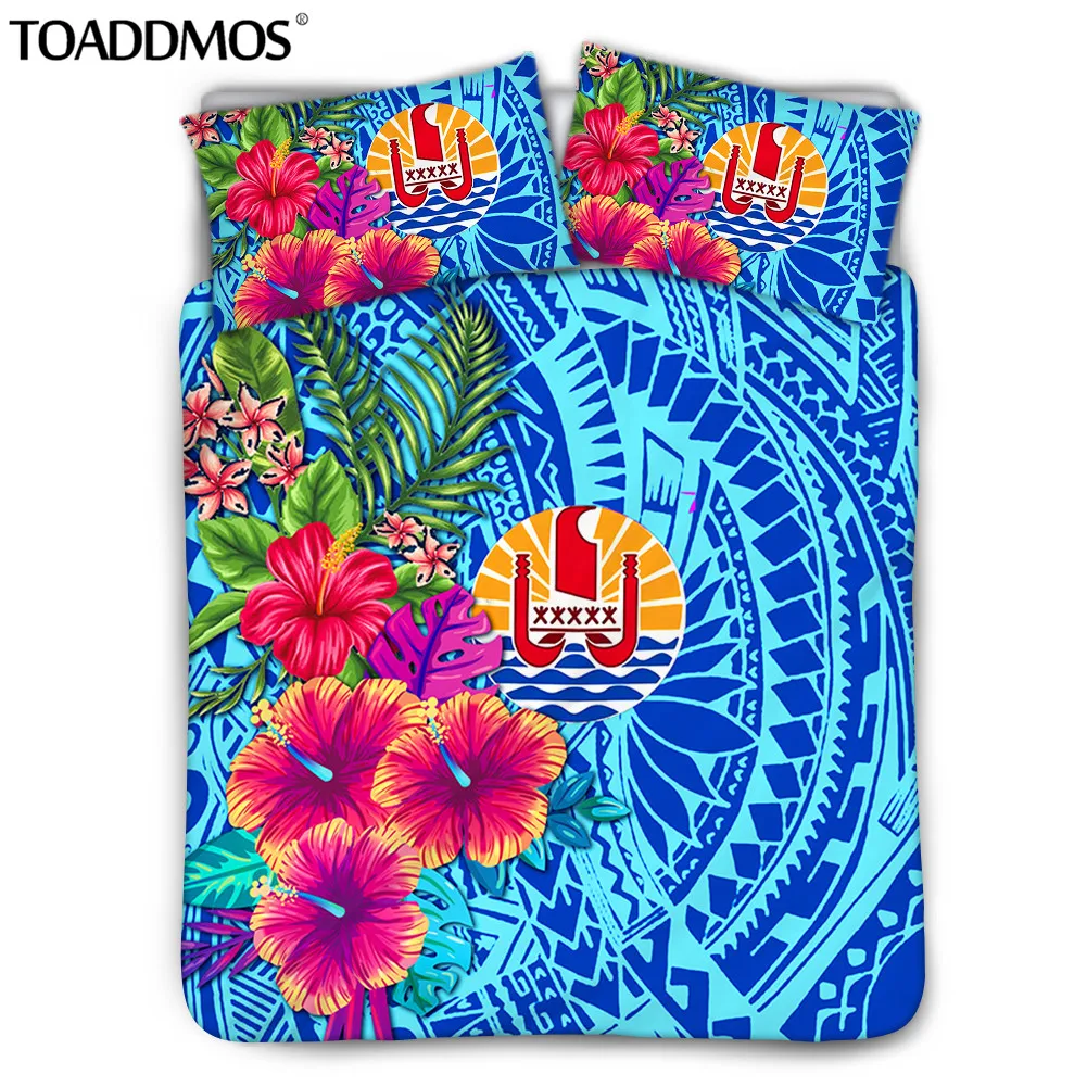 

Комплект постельного белья TOADDMOS на Таити, гибискус, полинезийский узор, пододеяльник, удобный пододеяльник и наволочка, домашний декор