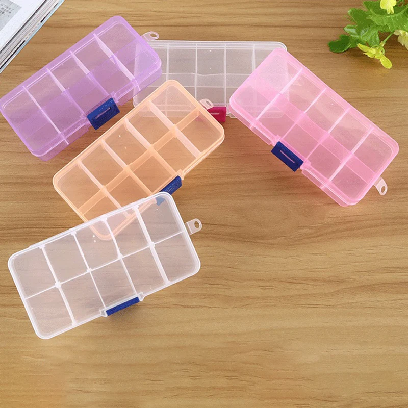 

10Slots Plastic Storager Jewelry Box Compartment Adjustable Container Earring UK