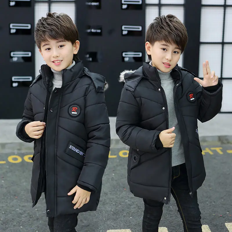 Новая зимняя верхняя одежда для детей хлопковые куртки на молнии с капюшоном и