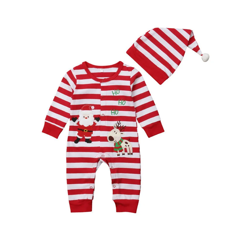 

Baby Holiday Romper Spring and Autumn Old Man's Head Embroidered Deer Christmas Baby Jumpsuit