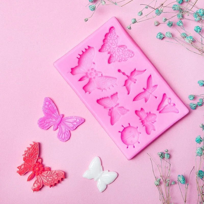 Силиконовая форма для шоколада в форме бабочки 1 шт. Розовый инструмент украшения