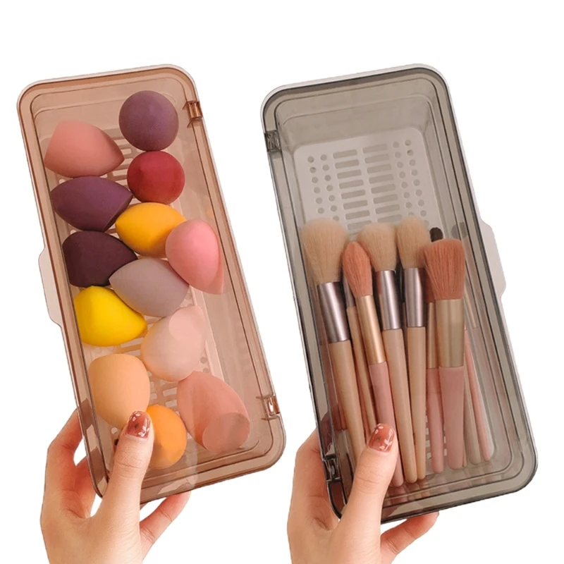 Новинка 2021 прозрачная коробка для хранения косметических кистей с крышкой