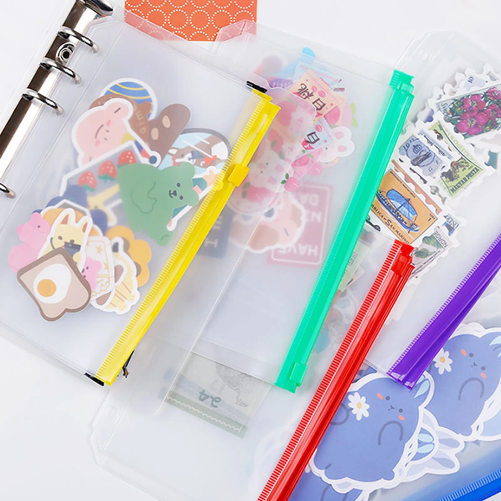 

12/24PCS Storage Bag Notebook Binder Zipper Folders Transparent Loose Leaf Pouch PVC 210*148mm Document Filing Bags