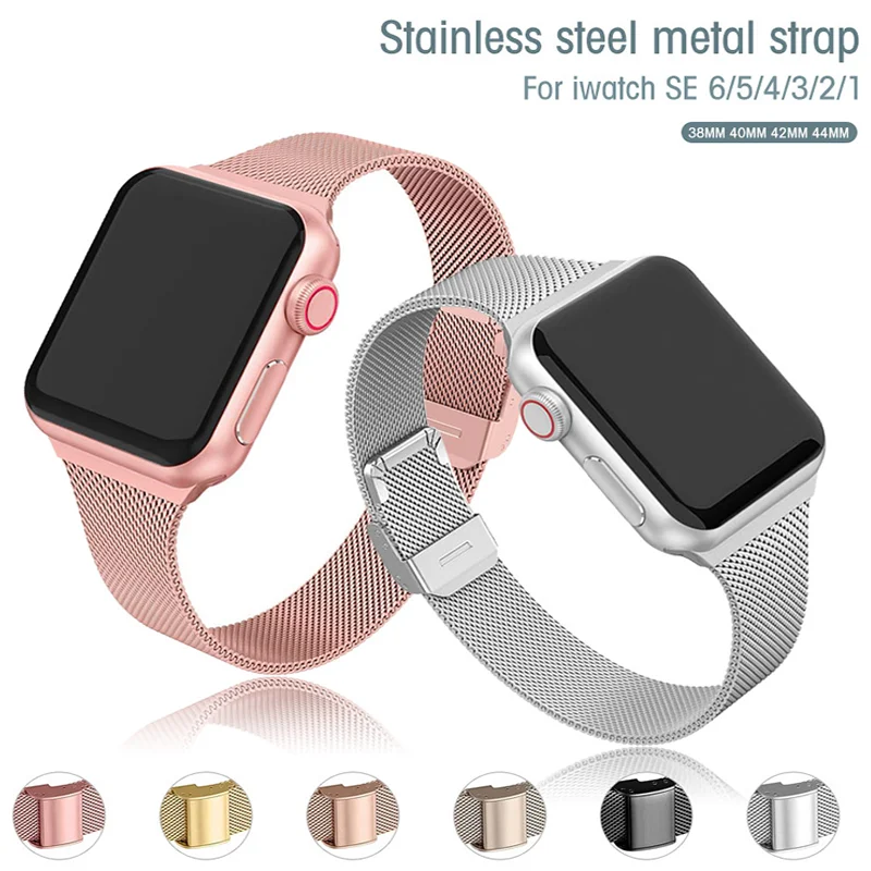 

Slim Metal Strap for Apple Watch 6/SE/5/4/3/2/1 38mm 40mm Stainless Steel Watch band for iwatch serie 5 SE 42MM 44MM Bracelet