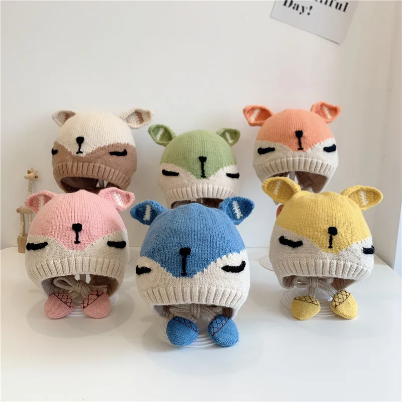 

Трикотажная детская Шапка-бини с рисунком животных и лисы