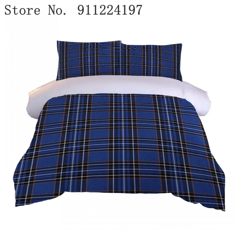

Home Textile Dark Blue Lattice Duvet Cover Pillowcase Bed Sheet Simple Boy Girls Bedding Sets 2/3Pcs Single Double Bed linen