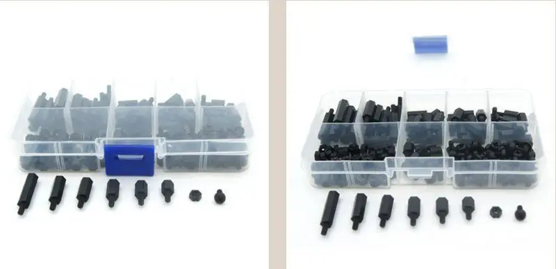 

180Pcs Nut of Black Lot Spacers Male-Female Hex M3 Screw Box Kit Standoff Nylon