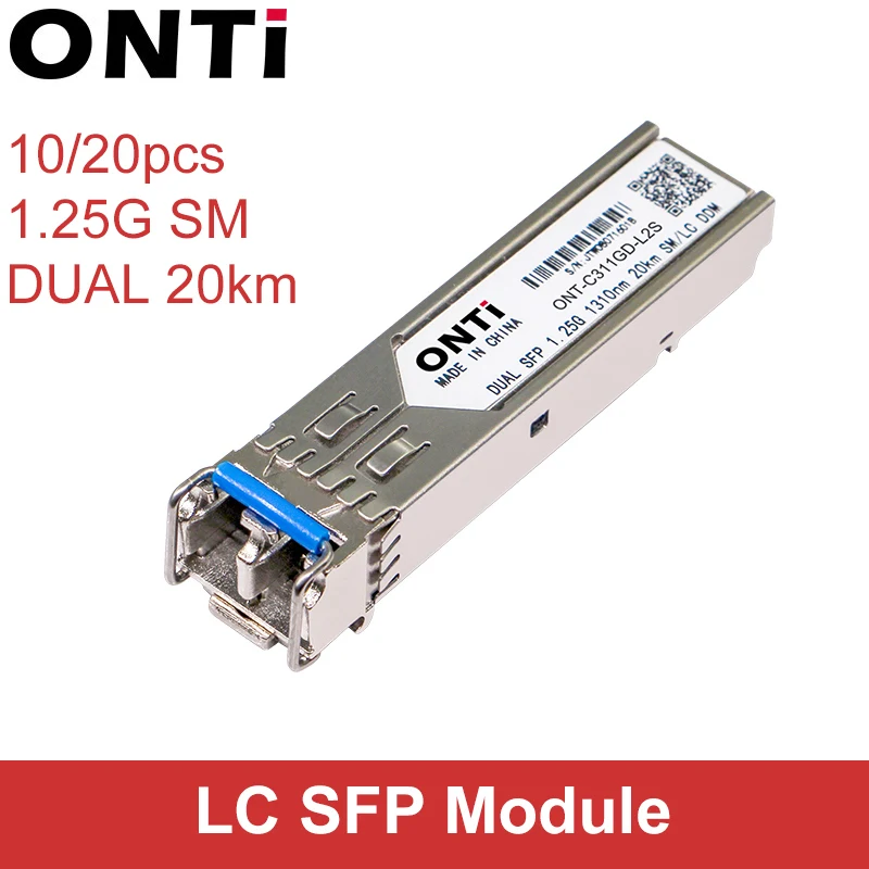 ONTi 10/20 шт. 1000 Мбит/с один режим двойной 20 километровый SFP модуль 2 LC совместимый с