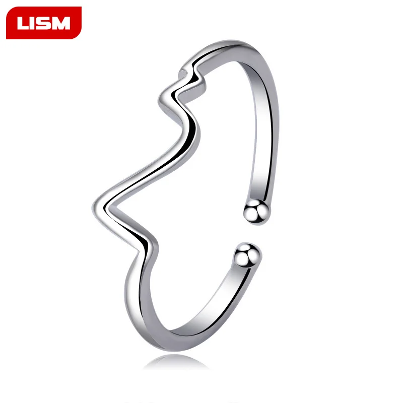 

Vintage Heart Beat Rings for Women Adjustable Electrocardiogram Ring Simple ECG Party Fashion Jewelry Wave Ring