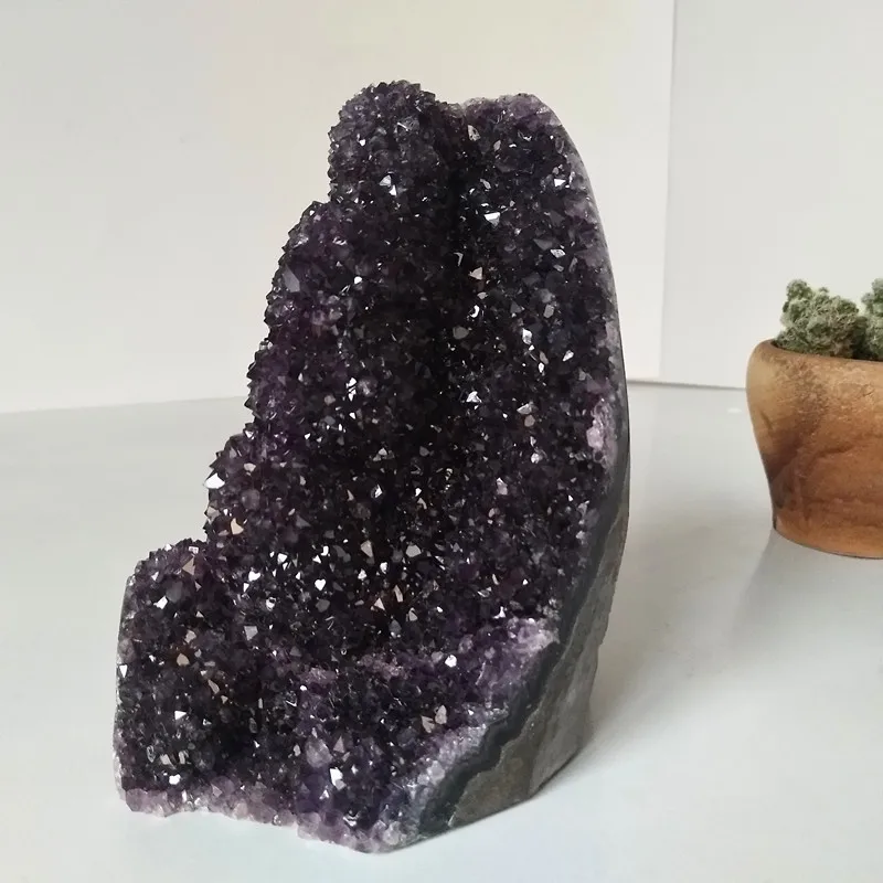 Высокое качество аметистовый геодезический камень кварцовый кластер домашний