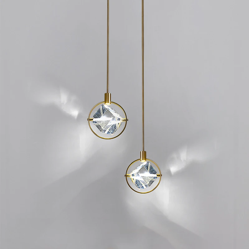 Одиночная маленькая Подвесная лампа LED роскошная хрустальная Золотая подвеска 1