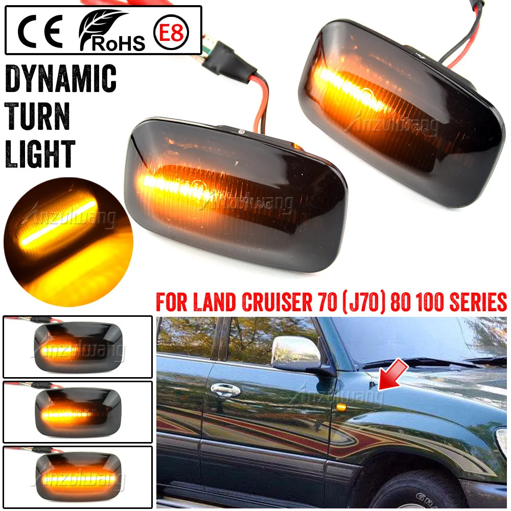 

For Toyota Land Cruiser LC100 LC70 LC80 Hilux N160 Celica T180 Previa XR10 Car LED Dynamic Turn Signal Light Side Marker Lamp