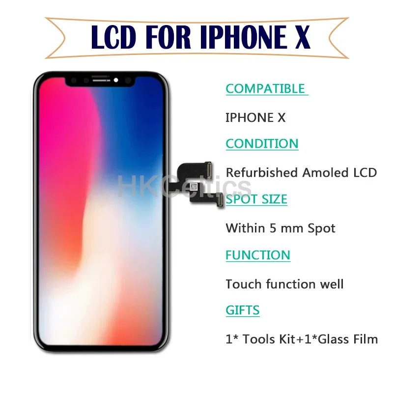 Amoled ЖК-дисплей с точечным для iphone X ЖК-дисплей+ сенсорный экран дигитайзер Замена для iphone X Запчасти для сборки черный