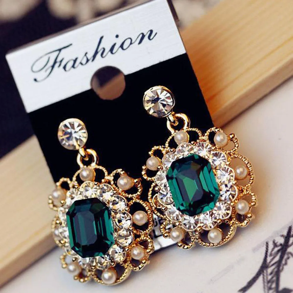 Новые модные серьги в стиле ретро с блестящими кристаллами Женские Ювелирные