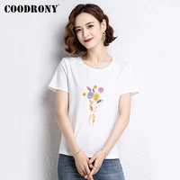 coodrony brand summer harajuku casual women%e2%80%98s floral tops 2021 streetwear elegant fashion female thin cotton t shirts w5053s
