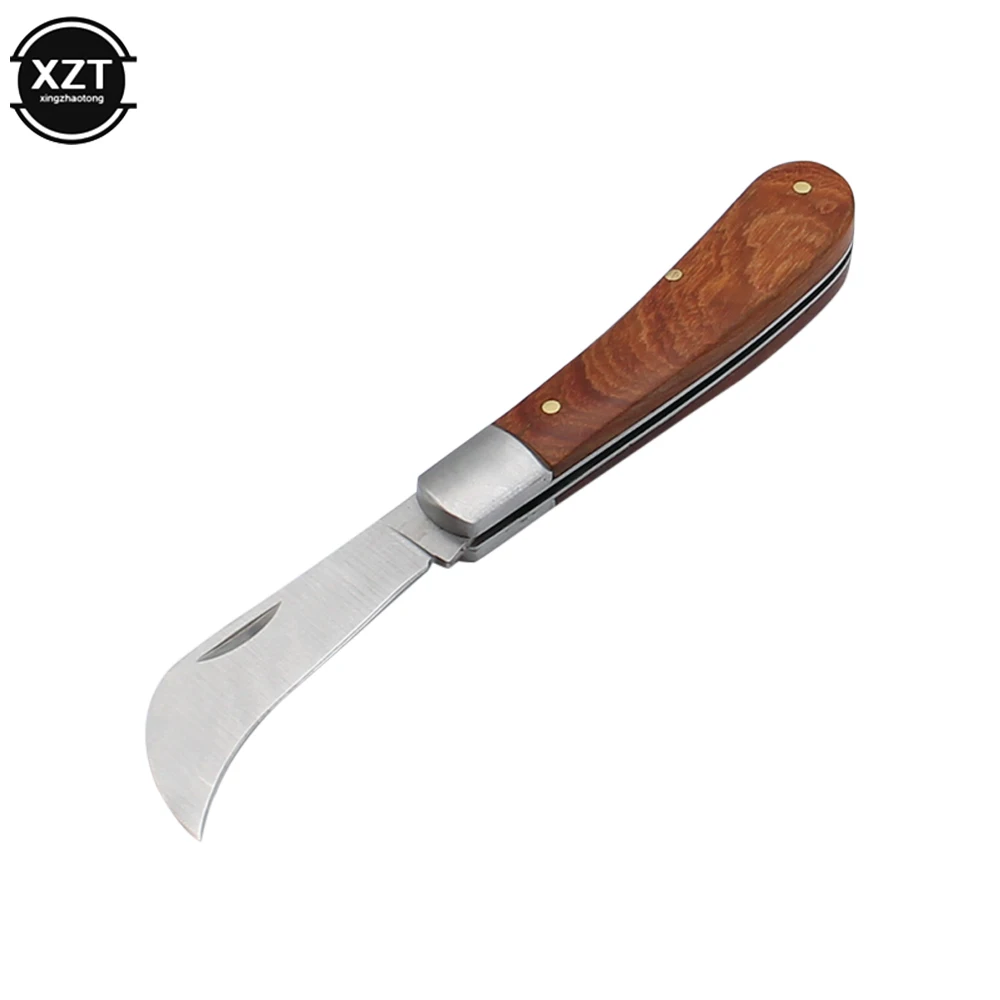 Грибной нож из нержавеющей стали ручка розового дерева серп карманный складной