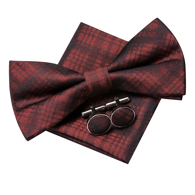 Hi-Tie 100% шелк бордовый галстук-бабочка для мужчин Свадебная вечеринка Модный