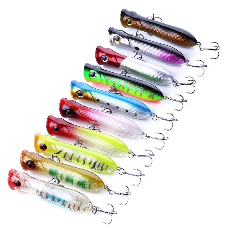 

1Pcs Popper Hard Fishing Lure 80mm 11.5g Top water Wobbler Artificial Bait Crankbaits With 6# Treble Hooks Carp Bass Fish Lures