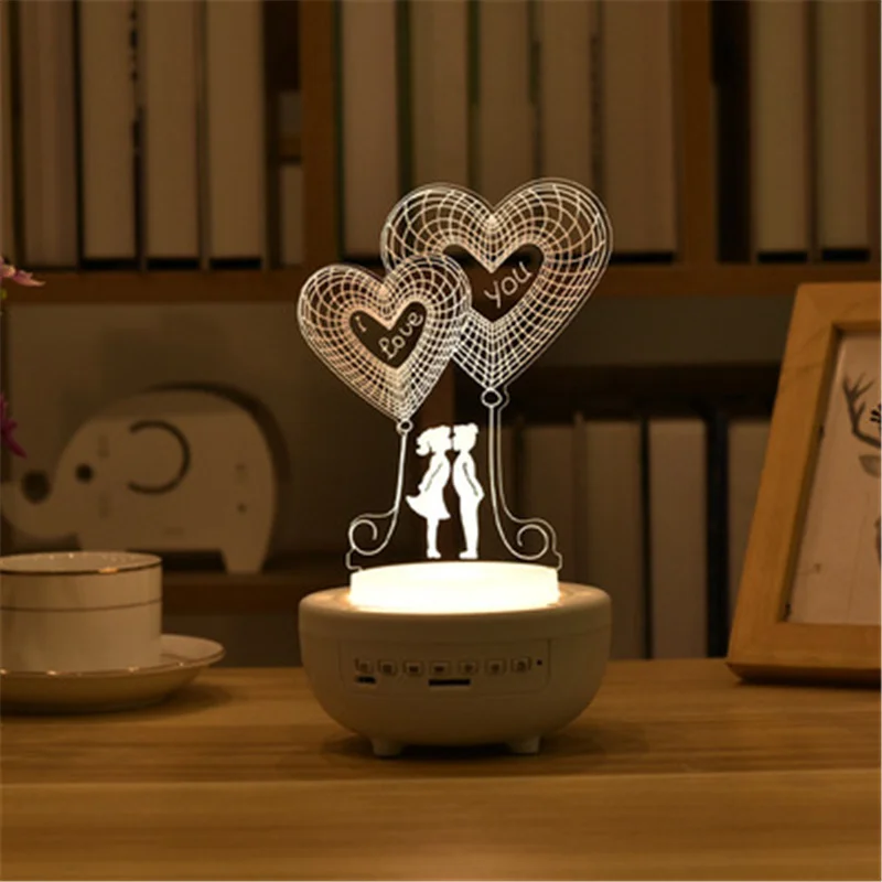 

Lovely Lamp Anime Bluetooth Night Projector Rotating Changeable Light with Music Wedding Girl Gift Room Decoration Lights