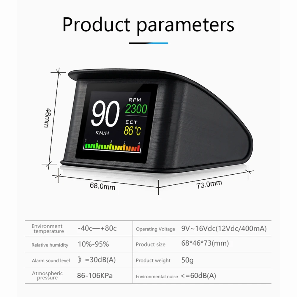 

Turejo Hud GPS OBD Computer Car Speed Projector Digital Speedometer Display Fuel Consumption Temperature Gauge Diagnostic Tool