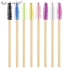 50 шт.упак. бамбуковой ручкой щетка для ресниц Макияж Кисти для наращивания ресниц, Эко-дружественных одноразовые кисть для бровей Тушь для ресниц палочки