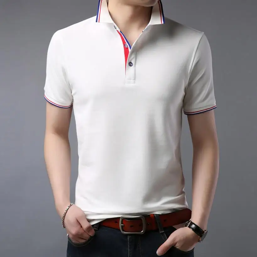 

Рубашка-поло мужская из чистого хлопка, повседневная сорочка с короткими рукавами, деловой стиль, дышащая, на лето