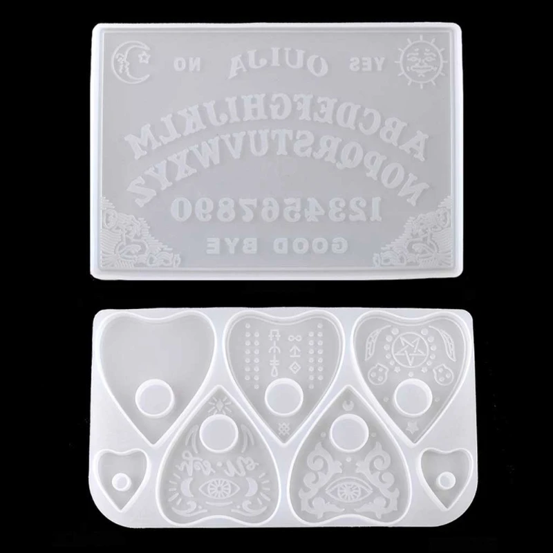 

2Pcs Ouija- Board Planchette Resin Molds Gothic Ouija- Board Game Silicone Molds A0NF