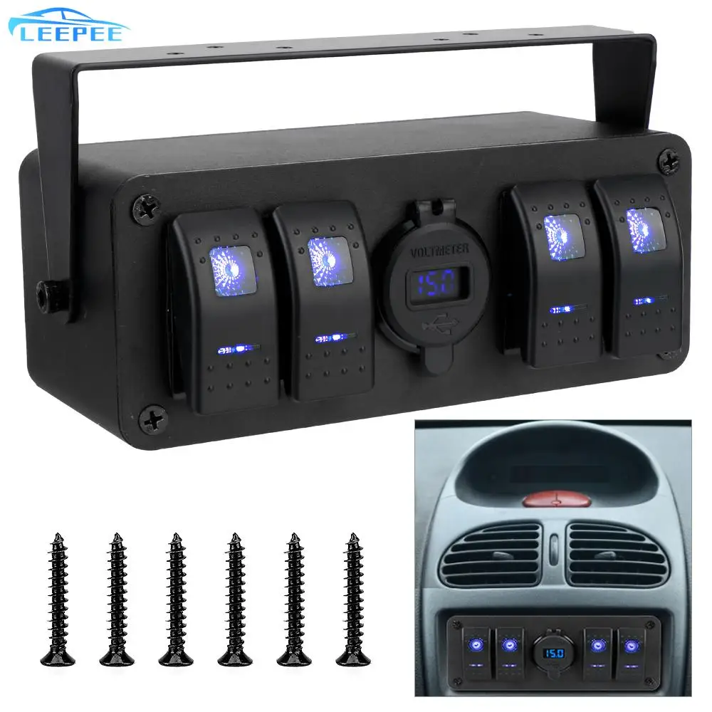 

Панель переключателя с двумя USB-портами 4 в 1, 12/24 в