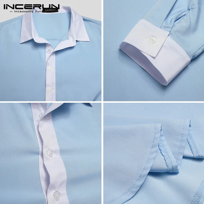 

INCERUN 2021 Men Islamic Arabic Kaftan Long Sleeve Lapel Patchwork Robes Caftan Vintage Casual Dubai Middle East Men Jubba Thobe