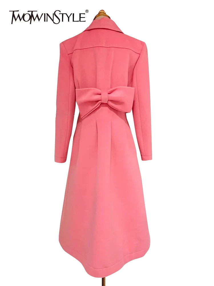 

Женская шерстяная куртка TWOTWINSTYLE, свободная двубортная куртка с длинным рукавом и бриллиантами, зимняя одежда, новинка 2021