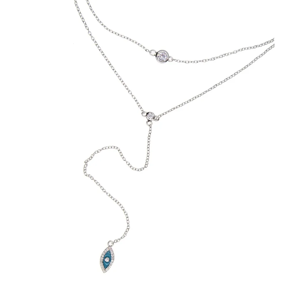 Collier Collares Новинка 925 пробы тонкая элегантная цепочка двухслойная Эмаль Турецкий