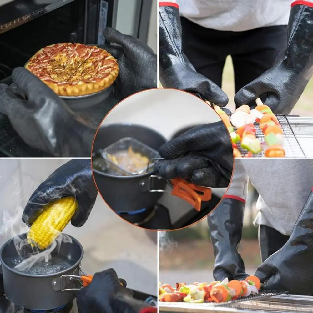 

1 Pair Barbecue Cooking Mitten Heat Resistant Anti-scalding Insulation Gloves Household Kitchen Baking Supplies for Microwave